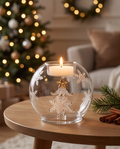 Clear Glass Bauble Christmas Tree Tea Light Holder - 10cm