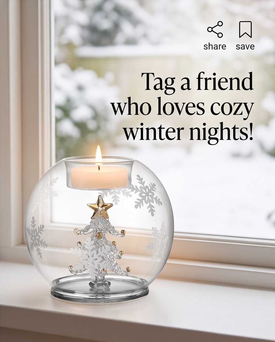 Clear Glass Bauble Christmas Tree Tea Light Holder - 10cm