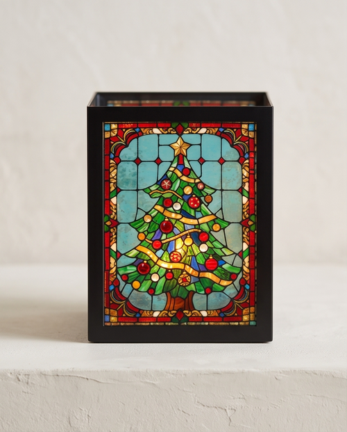 Stained Glass Window Christmas Tree Tea Light Holder