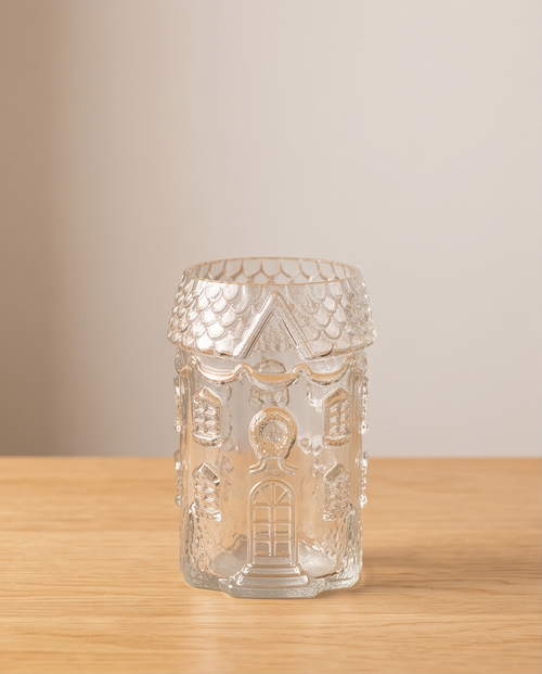 Glass Gingerbread House Flower Vase