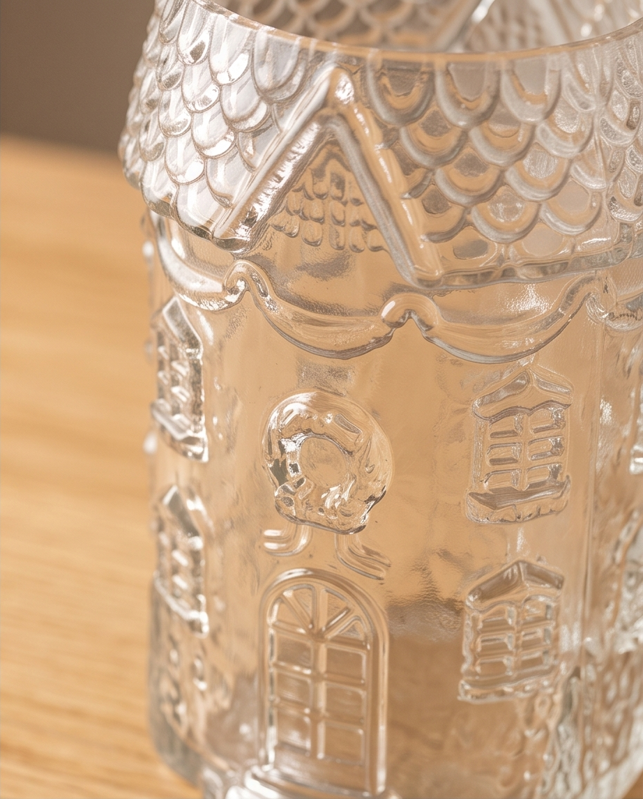 Glass Gingerbread House Flower Vase