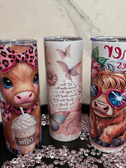 20 oz Skinny Tumbler - Highland Cow