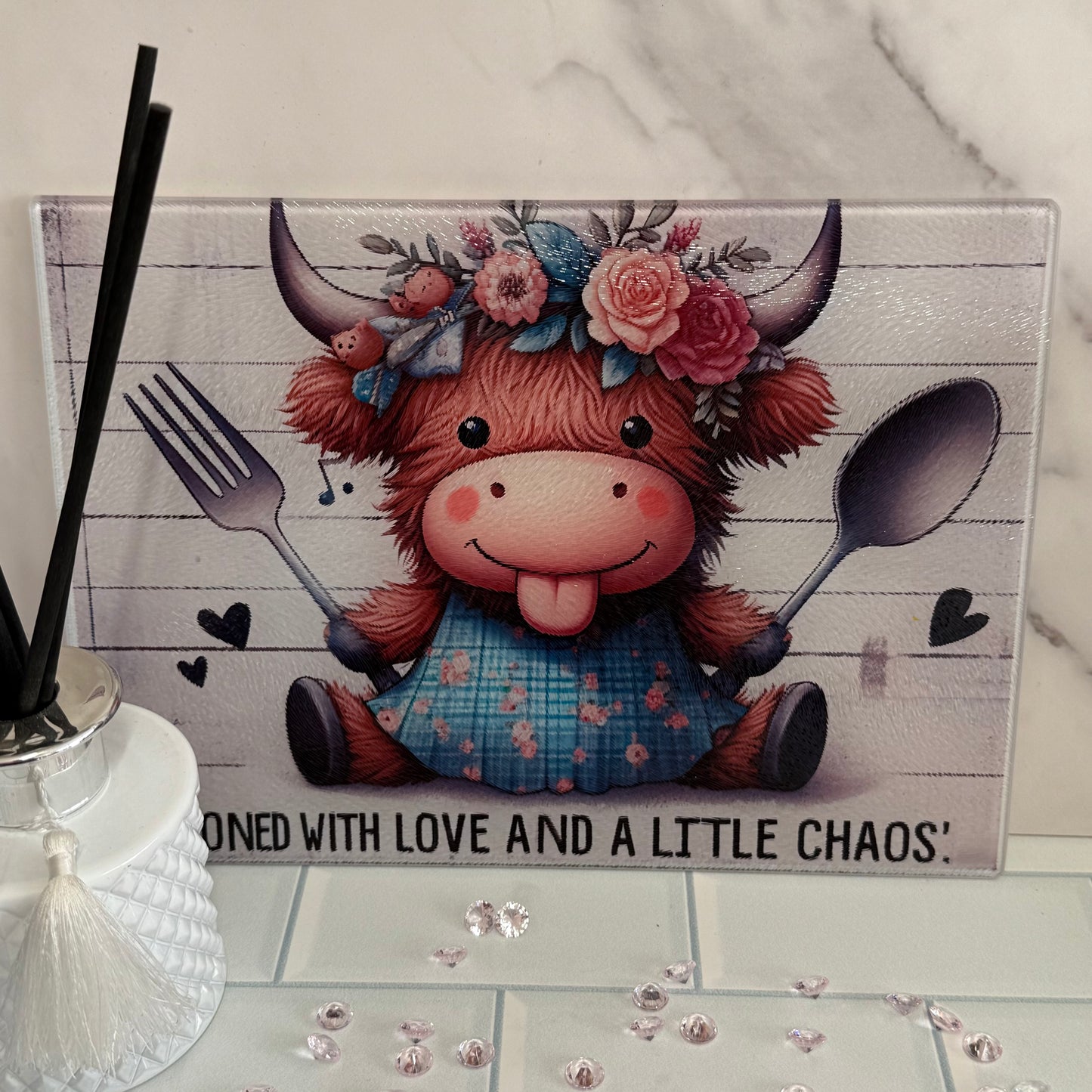 8X11 Glass Chopping Board - Ripple Finish