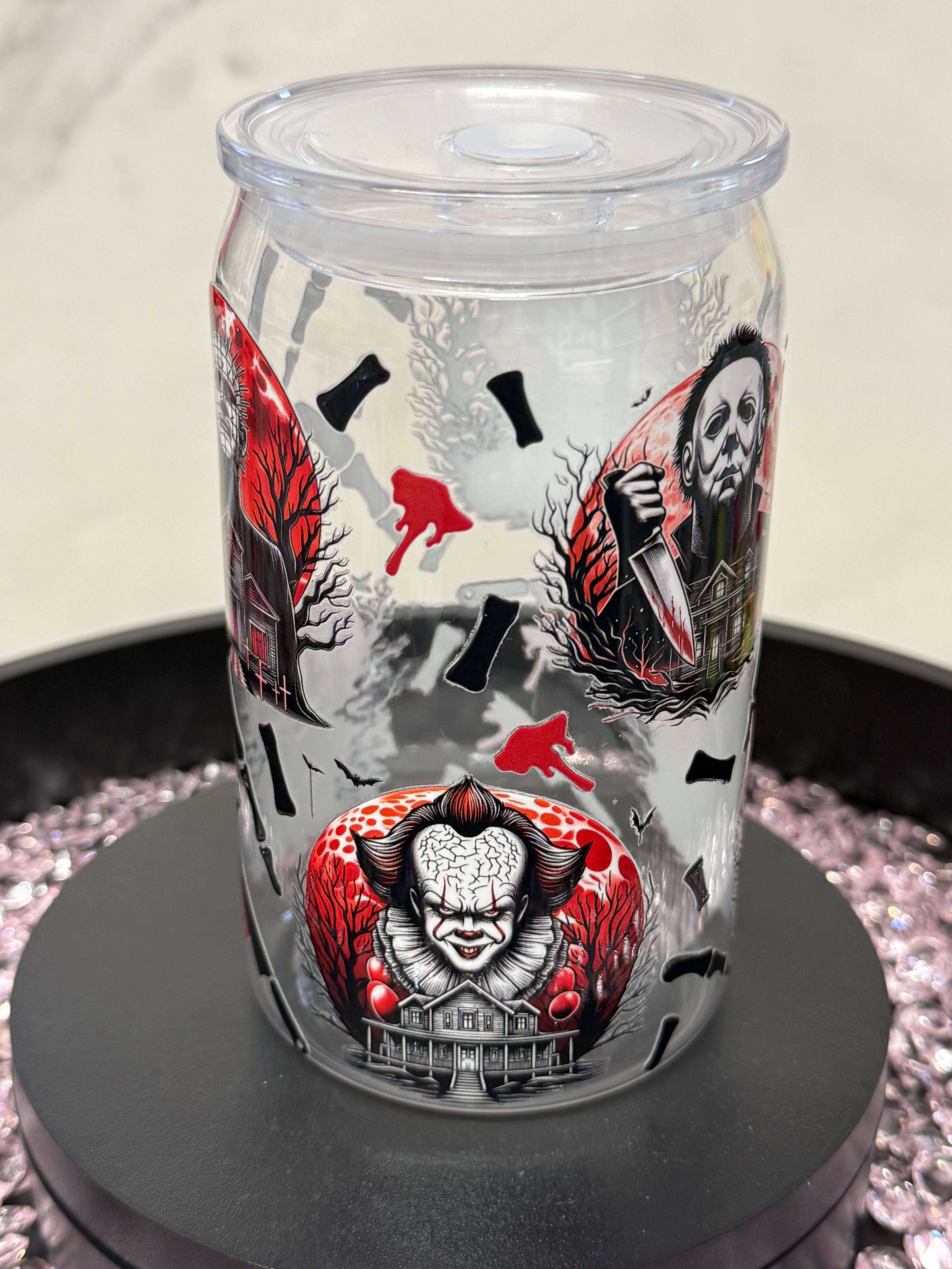 16oz Libby Plastic Cold Cup with Straw