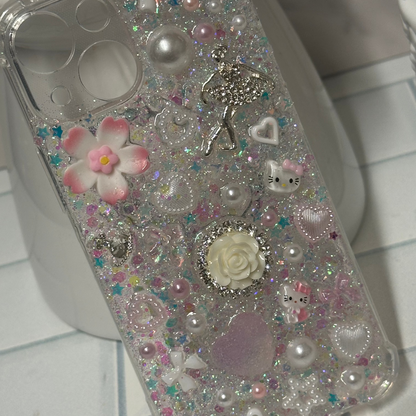 iPhone 13 Mini Customised Case - White Ballerina Rose