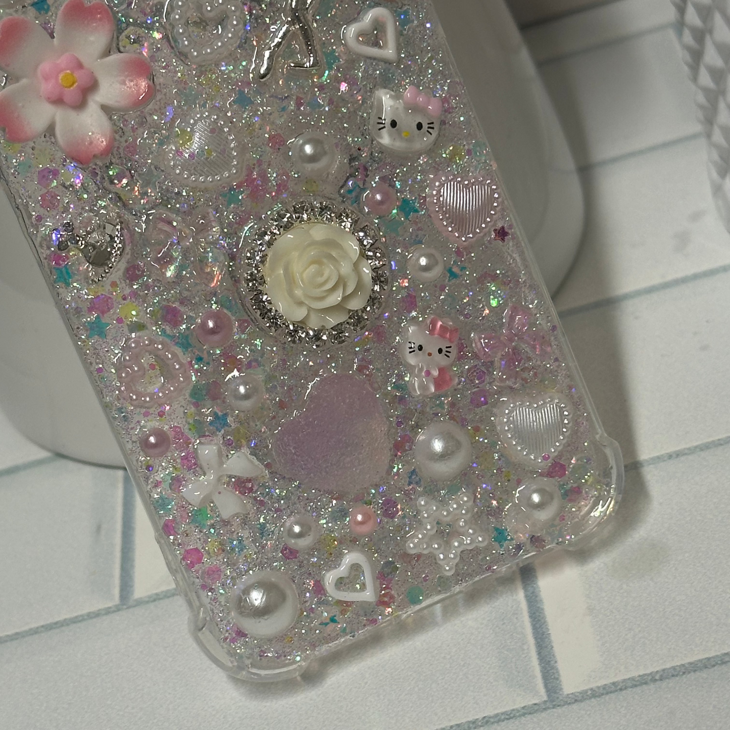 iPhone 13 Mini Customised Case - White Ballerina Rose