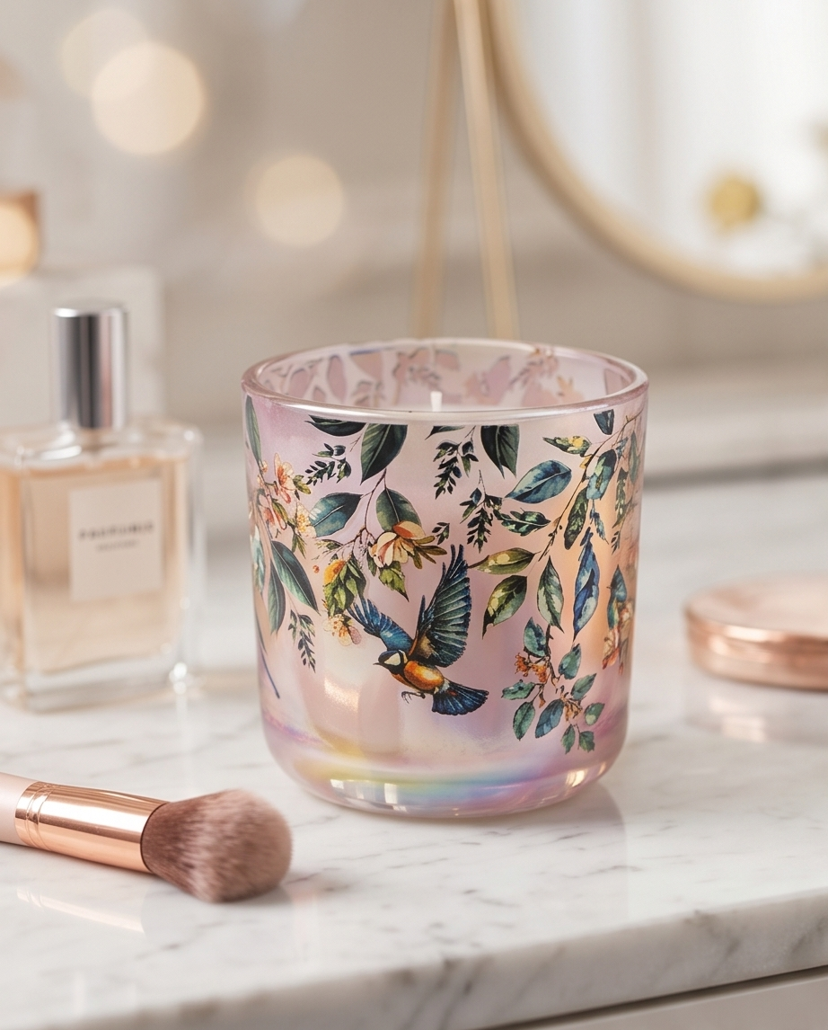 LED Candle Jars - Garden Blooms - Plum Lustre