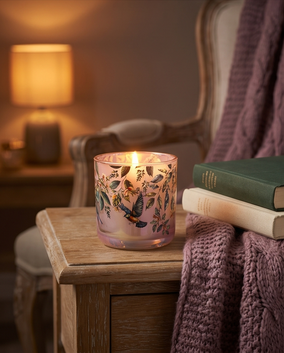 LED Candle Jars - Garden Blooms - Plum Lustre