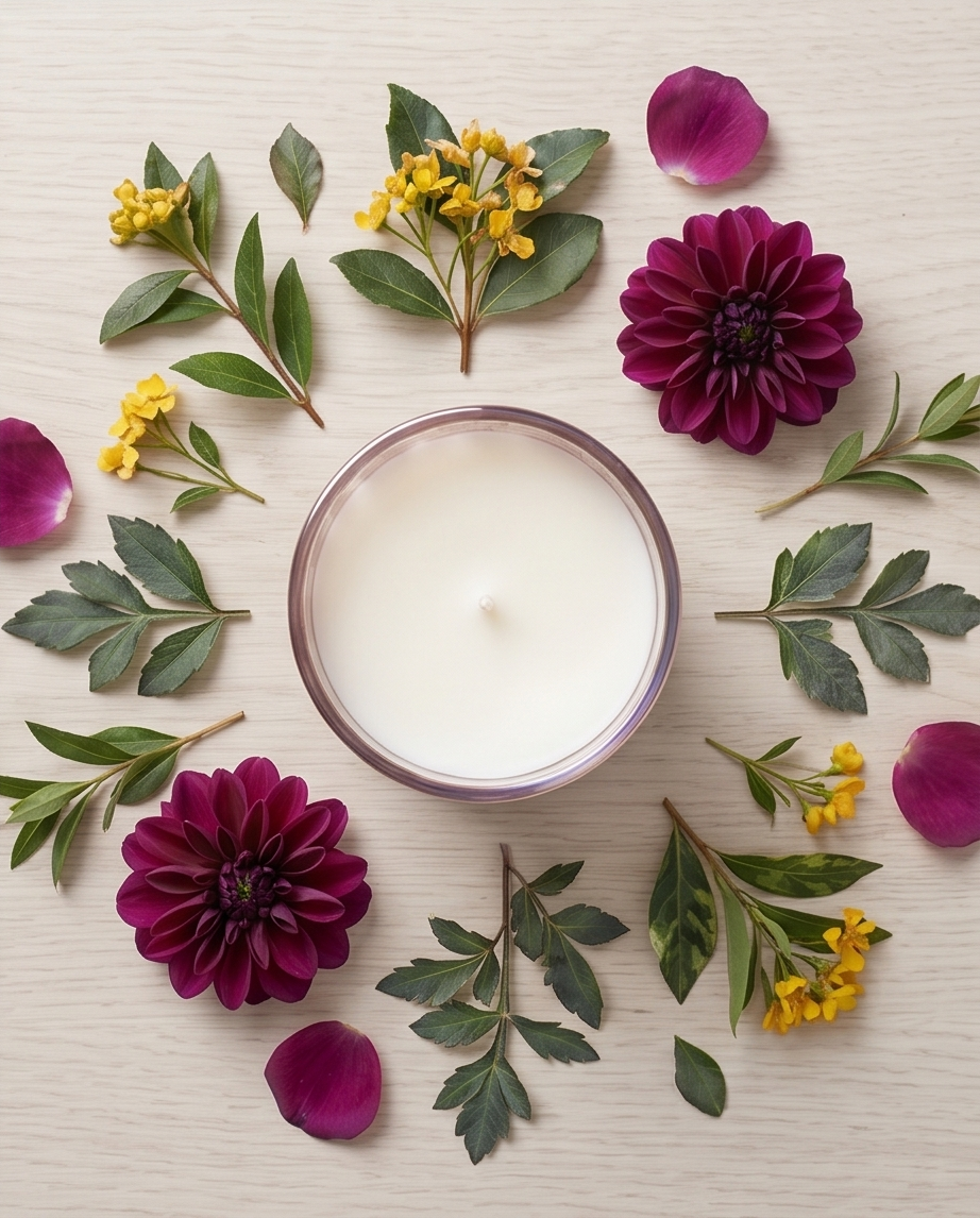 LED Candle Jars - Garden Blooms - Plum Lustre