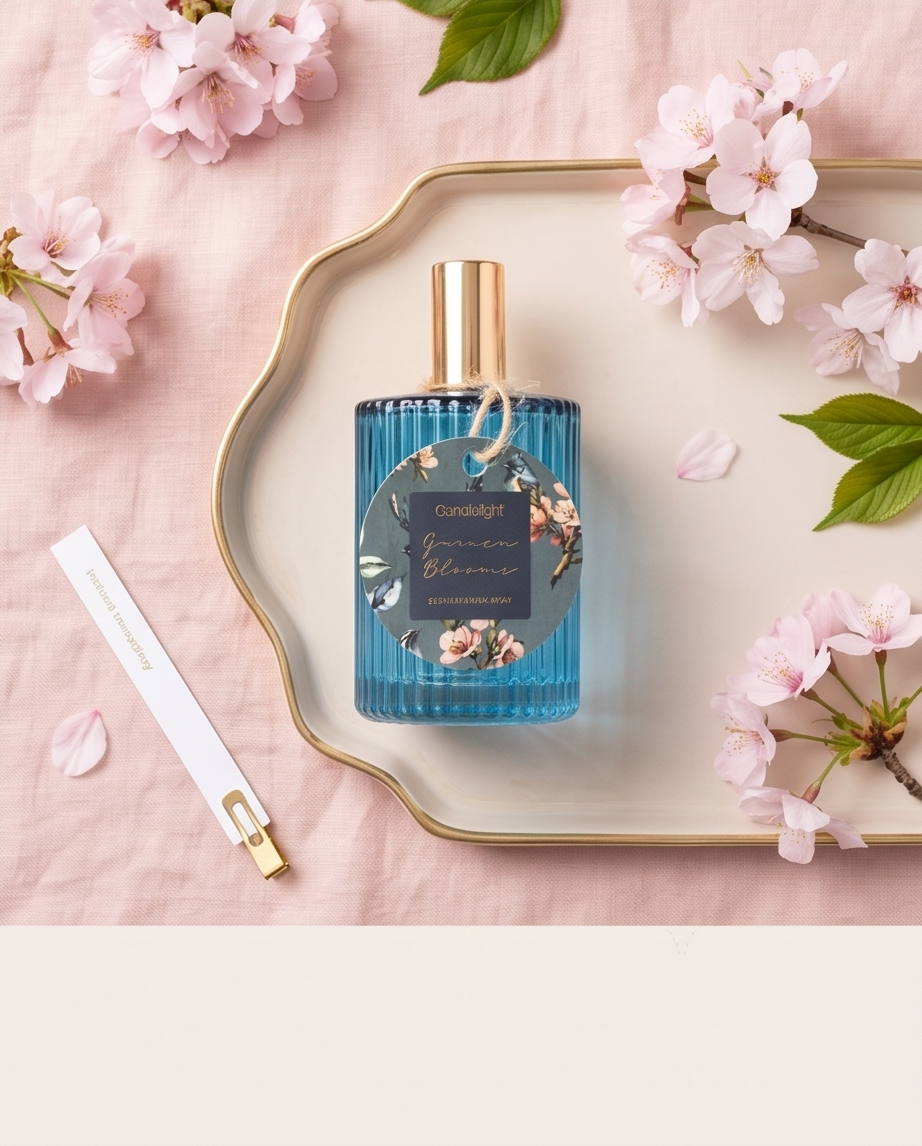 Ridged Glass 100ml Room Spray - Blue Garden Blooms