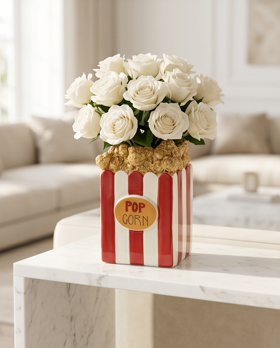 Novelty Cinema Popcorn Flower Vase