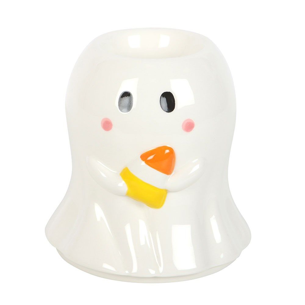 HALLOWEEN Ghost with Candy Corn Oil Burner/Wax Melter - White & Orange