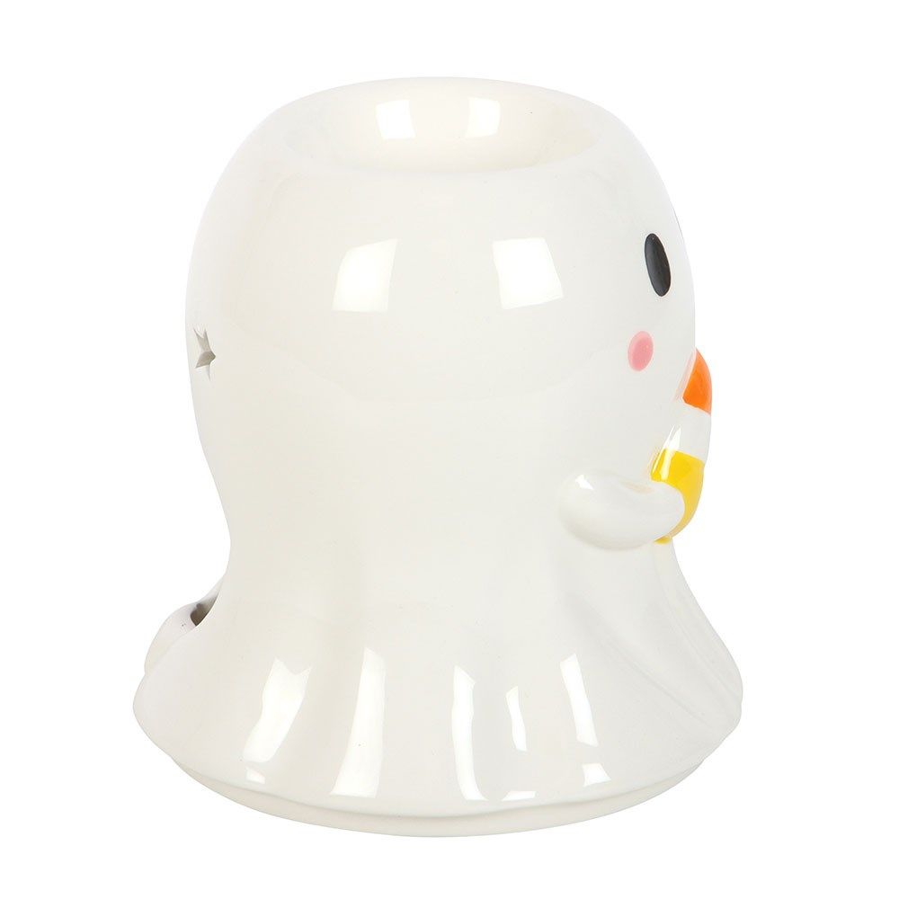 HALLOWEEN Ghost with Candy Corn Oil Burner/Wax Melter - White & Orange
