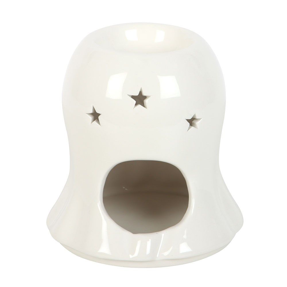HALLOWEEN Ghost with Candy Corn Oil Burner/Wax Melter - White & Orange