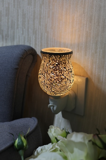 Coloured Glass Mosaic Light Up PLUG IN Electric Oil Burner - Silver Mosaic