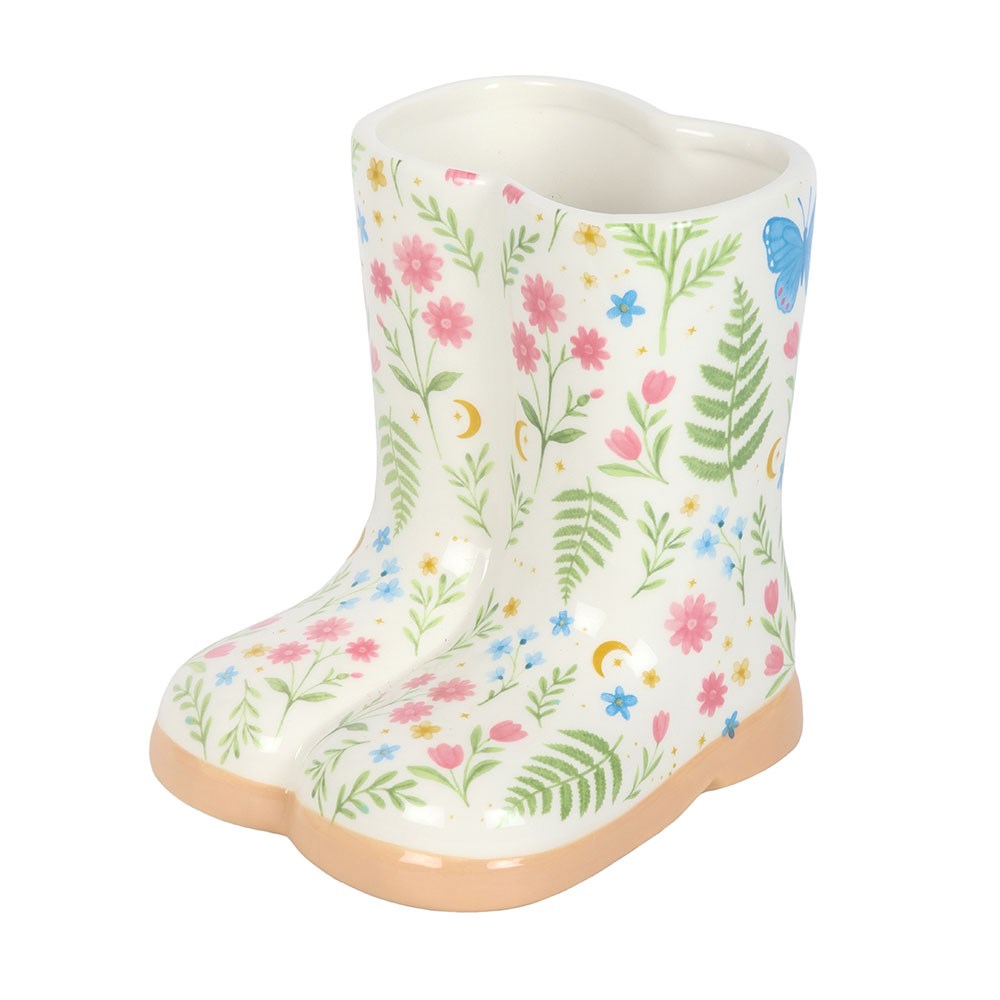 Luna Bloom Floral Print Welly Boot Planter / Vase
