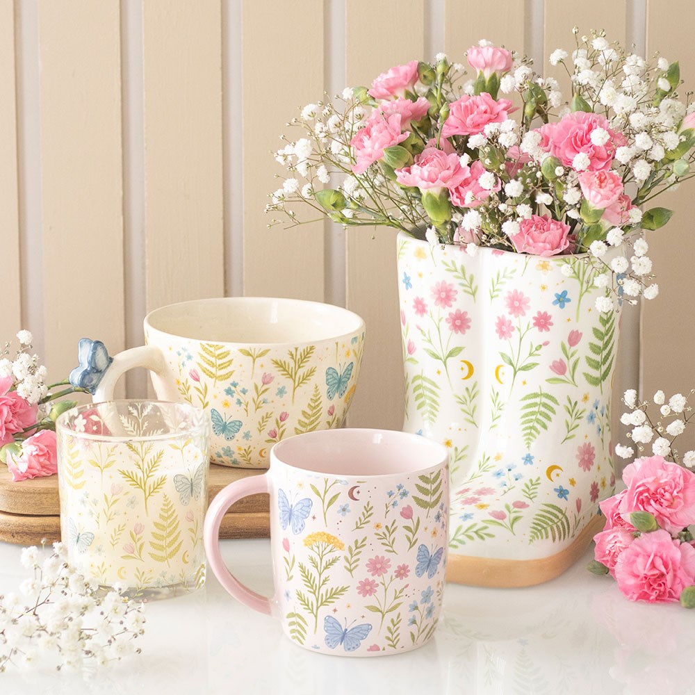 Luna Bloom Floral Print Welly Boot Planter / Vase