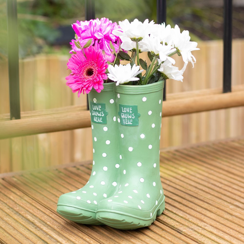 Light Green Wellie Boot Planter / Vase