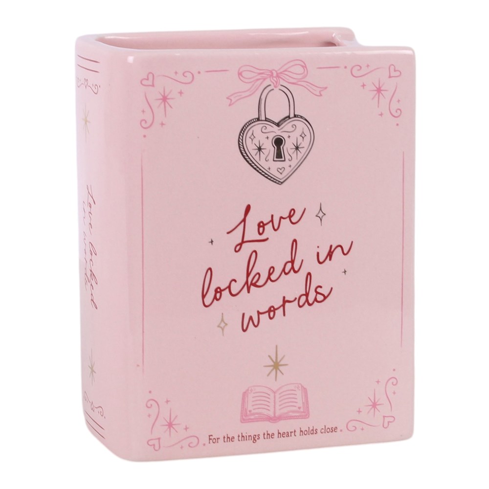 Love Locked in Words Book Shaped Flower Vase