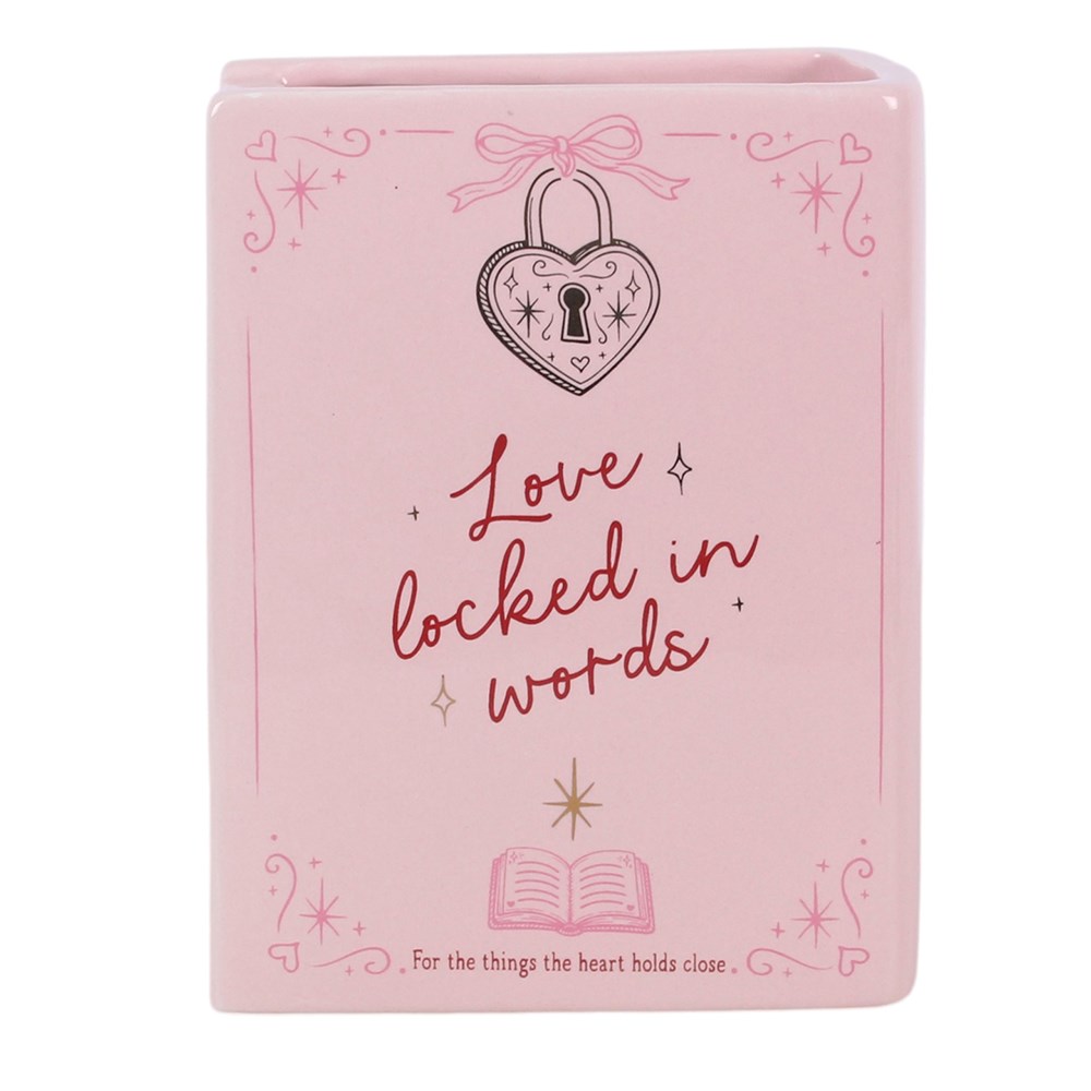 Love Locked in Words Book Shaped Flower Vase