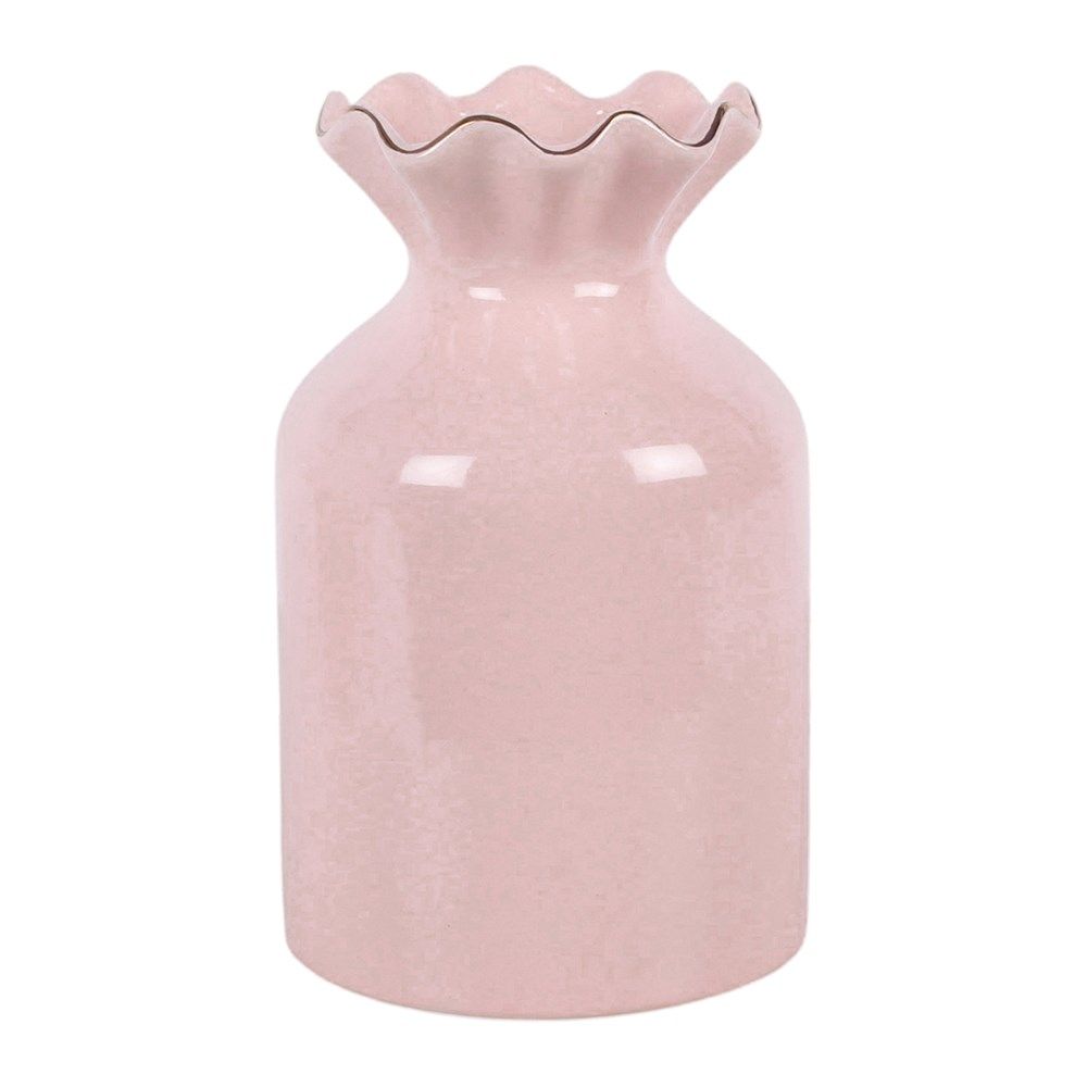 Pink Fluted Ceramic Flower Vase