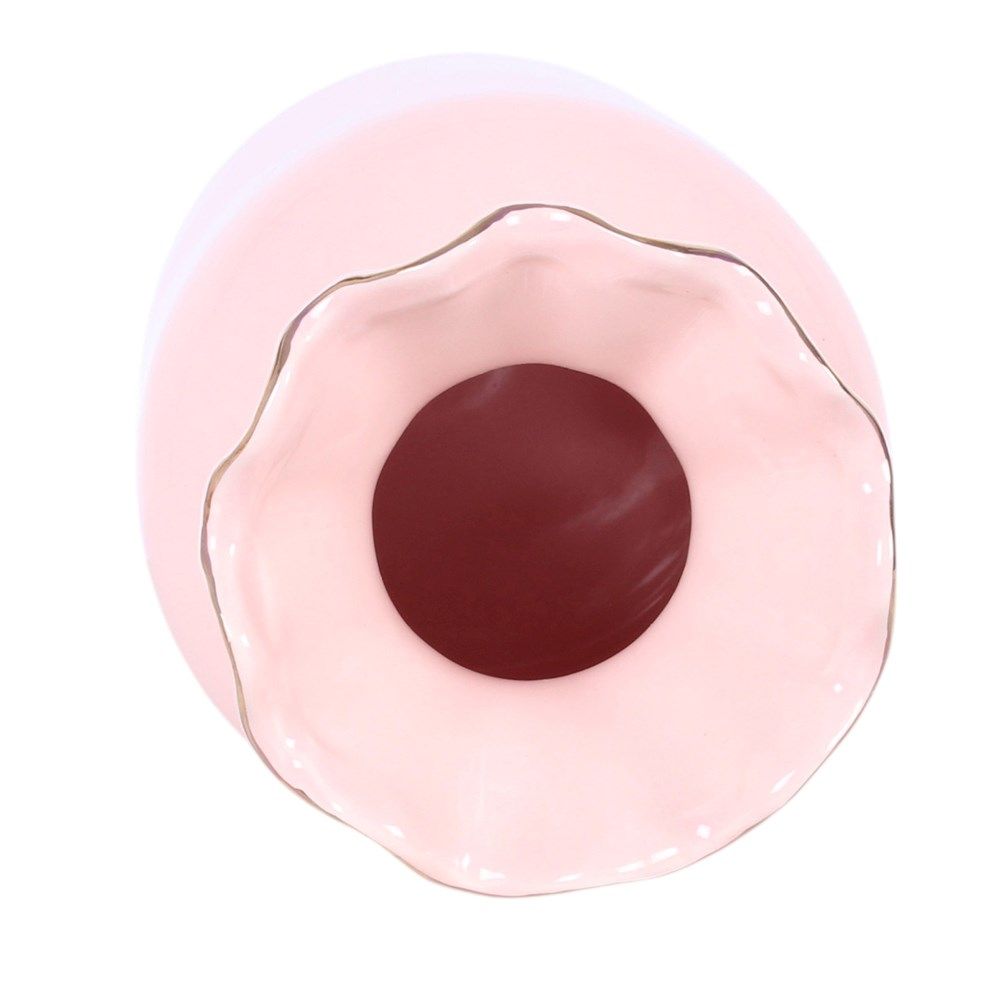 Pink Fluted Ceramic Flower Vase