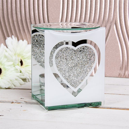 Wax Melter - Square White Mirror Crystal Heart