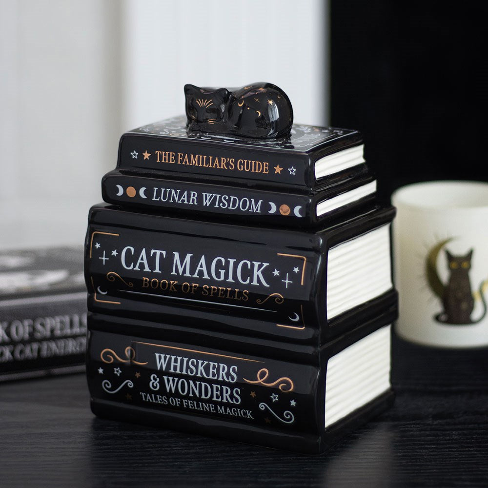 Black Cat Magick Book Stack -  Oil Burner / Wax Melter