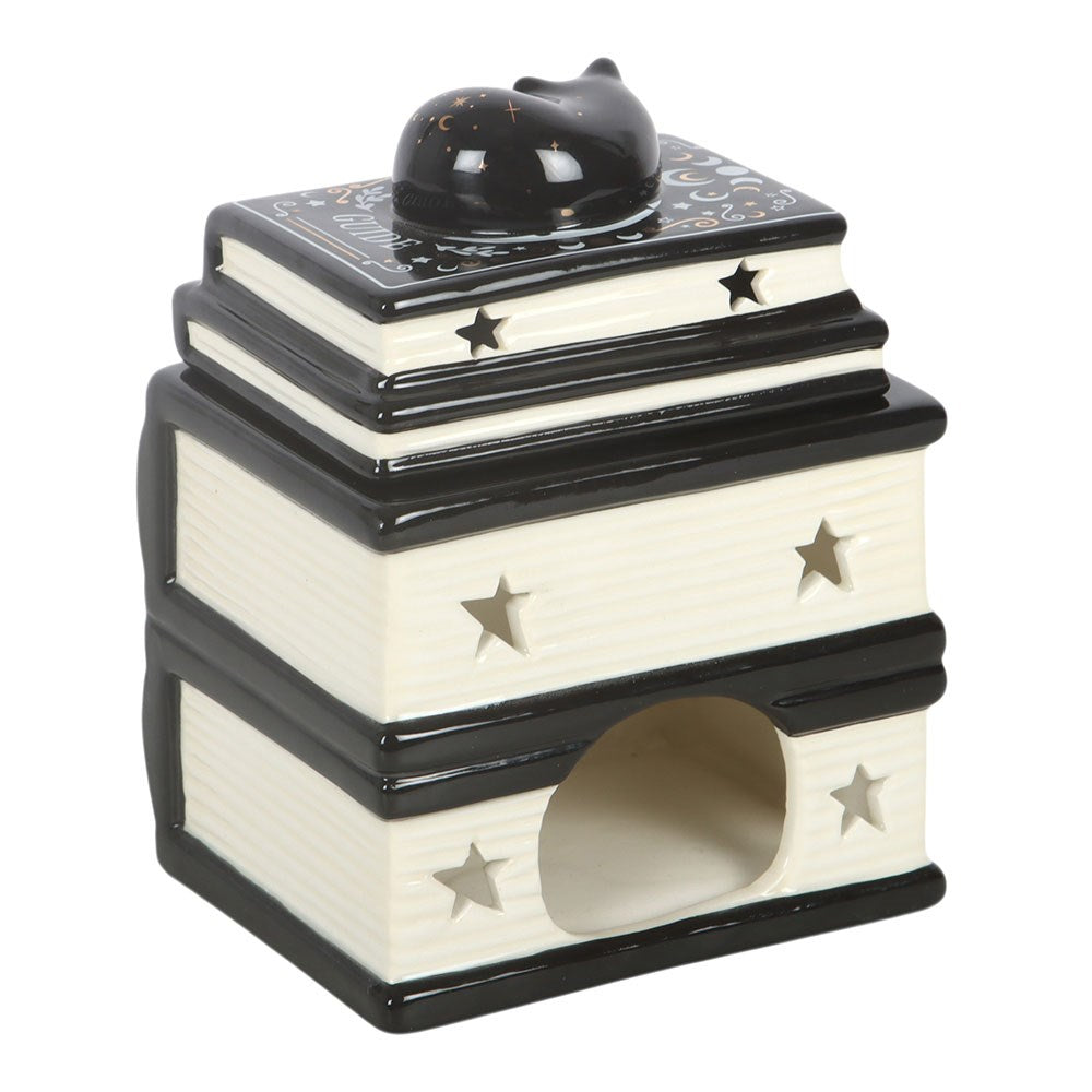 Black Cat Magick Book Stack -  Oil Burner / Wax Melter