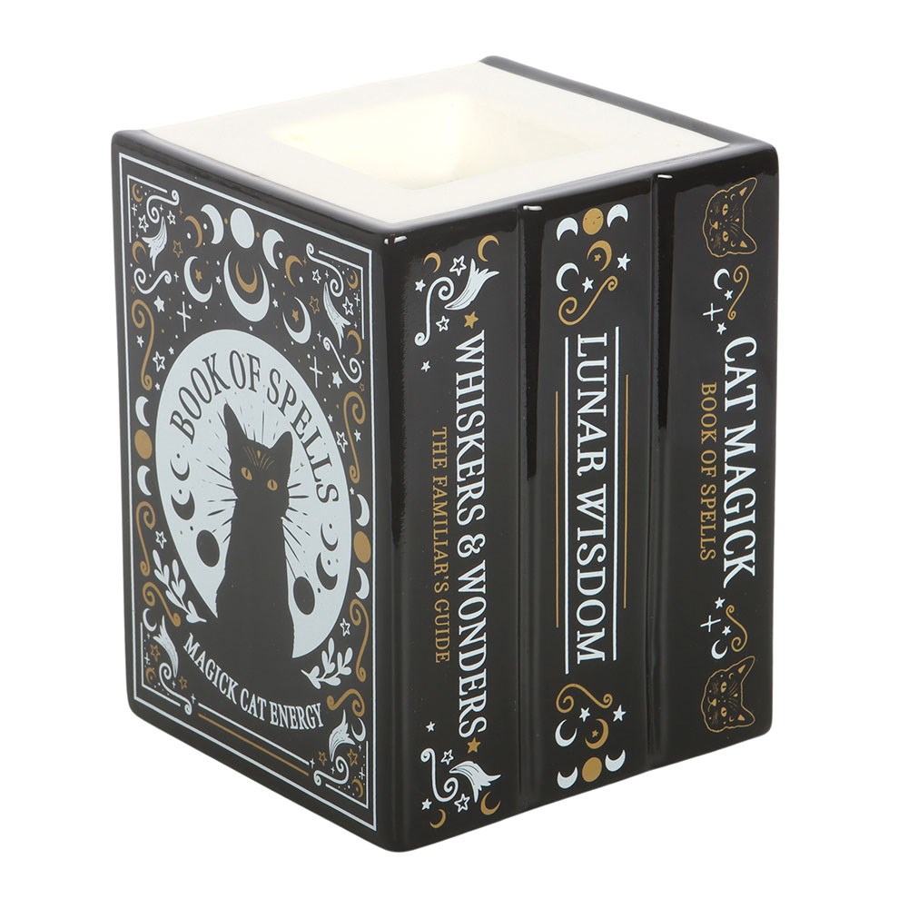 Black Cat Book of Spells -  Oil Burner / Wax Melter