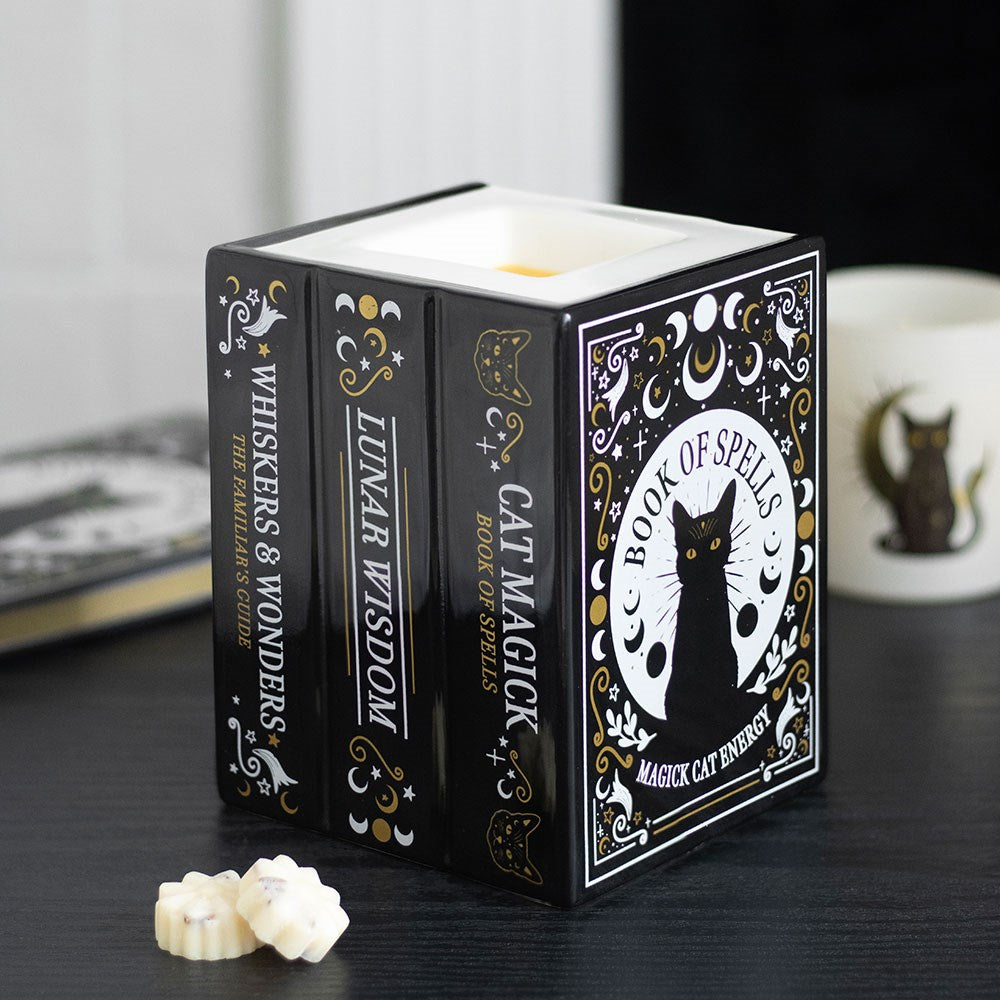 Black Cat Book of Spells -  Oil Burner / Wax Melter