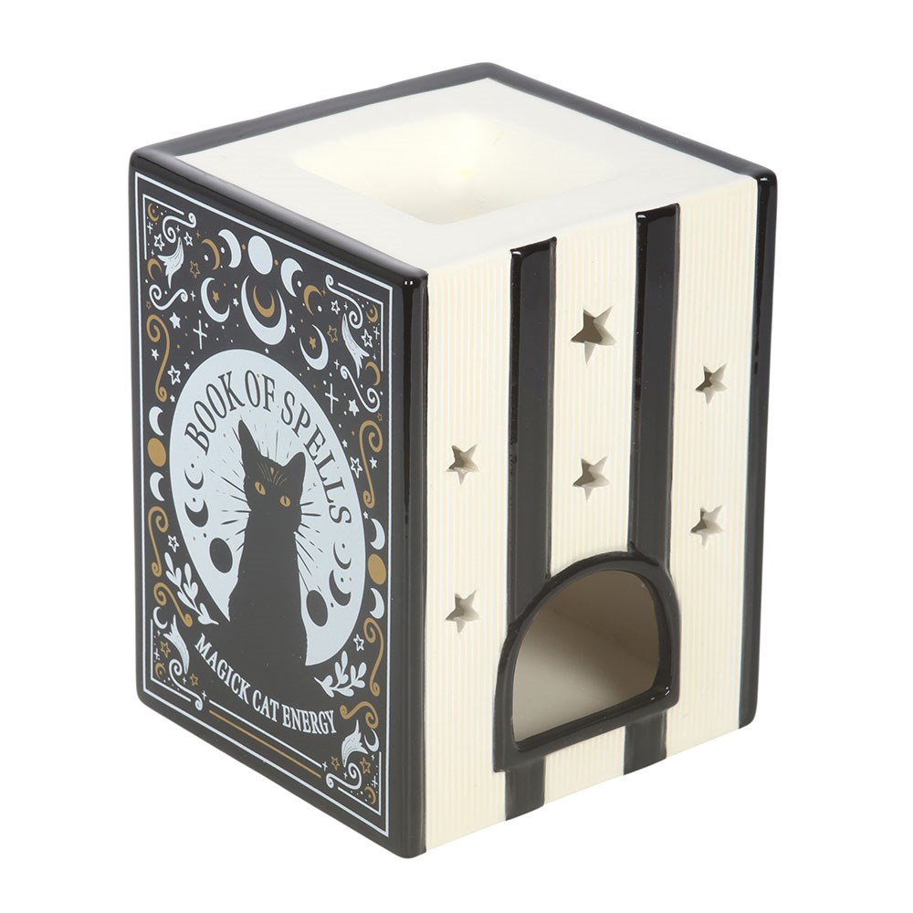 Black Cat Book of Spells -  Oil Burner / Wax Melter