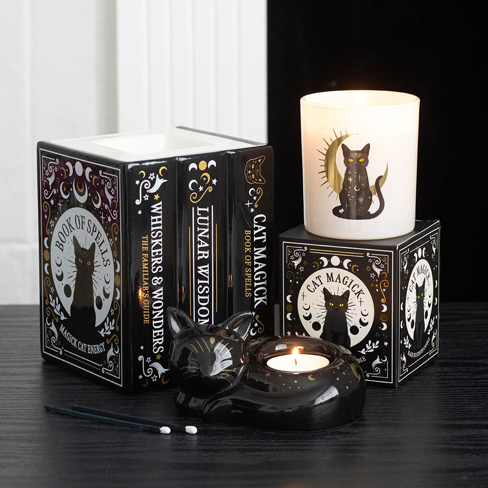 Black Cat Book of Spells -  Oil Burner / Wax Melter