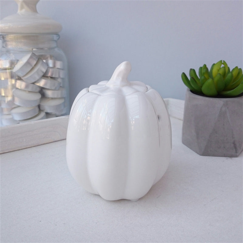 Tall White Pumpkin Oil Burner/Wax Melter - White