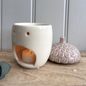 CHRISTMAS Acorn Oil Burner/Wax Melter - White & Taupe