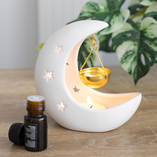 Halloween / Autumn - White Crescent Moon - Oil Burner / Wax Melter