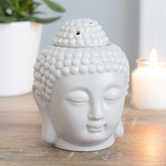 Small Budha Head Oil Burner/Wax Melter - Grey