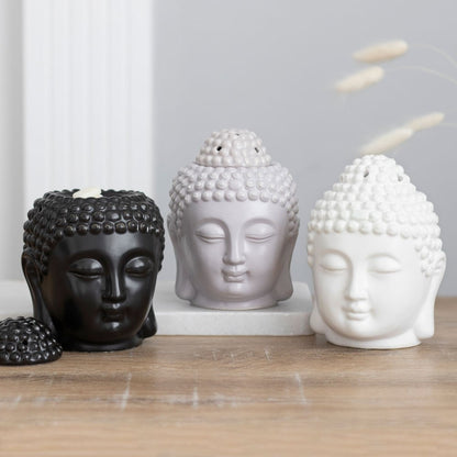 Small Budha Head Oil Burner/Wax Melter - Grey