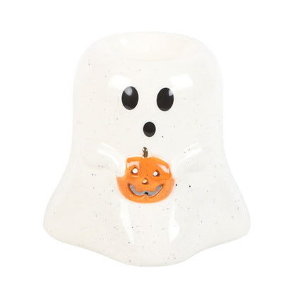 HALLOWEEN Ghost & Pumpkin Oil Burner/Wax Melter - White & Orange