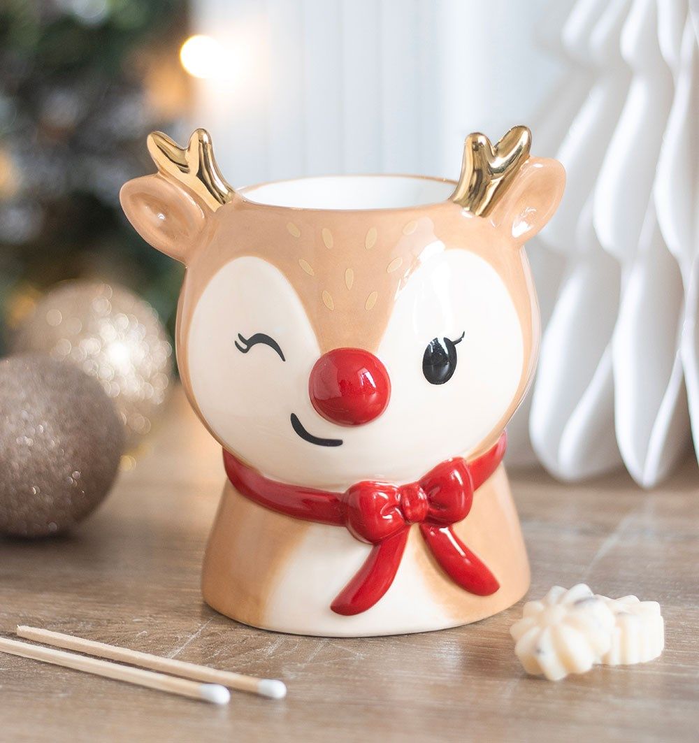 Cute Ruby Reindeer Ceramic - Oil Burner / Wax Melter