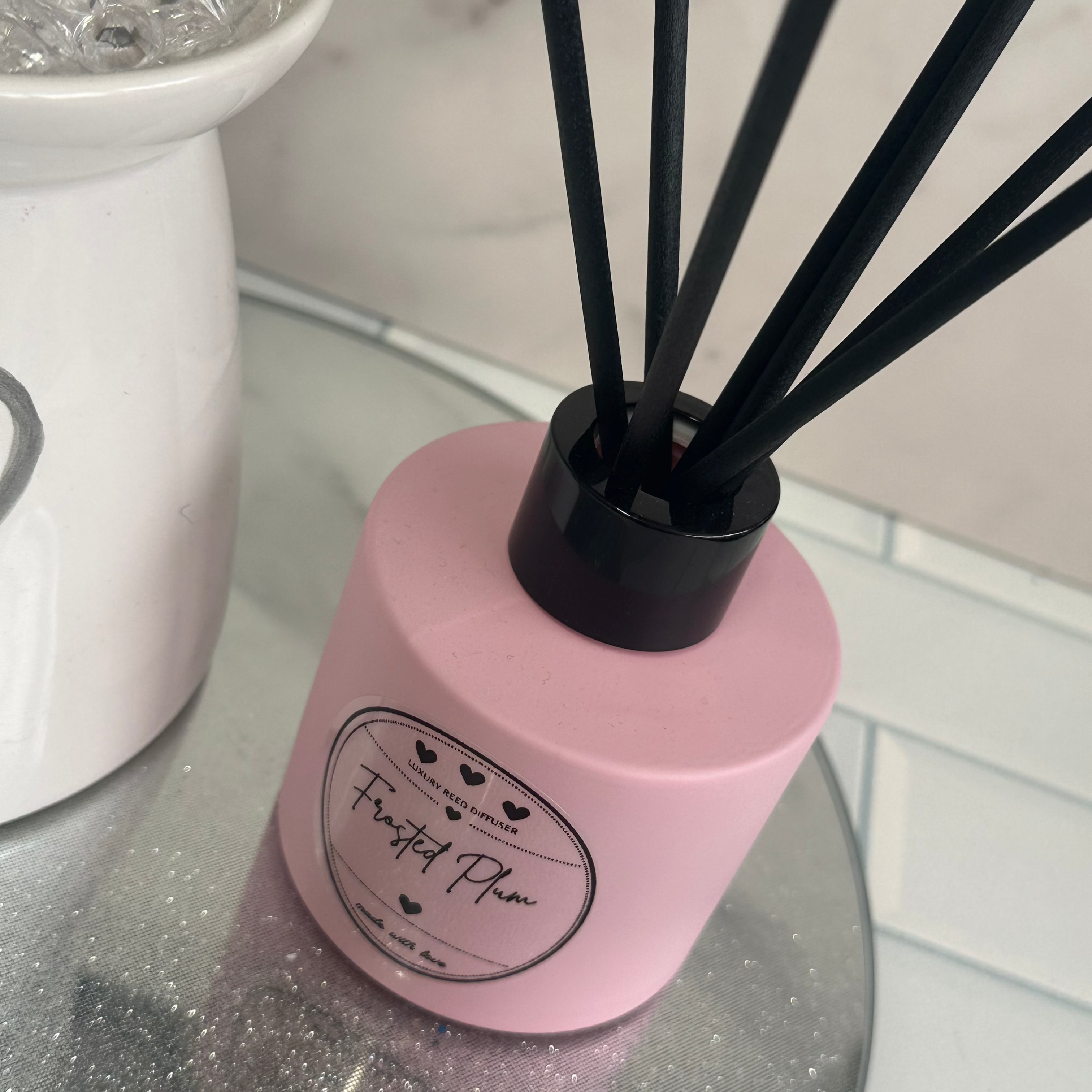 Pink Container Reed Diffuser Luxe Reed Diffuser - Pink & Black - Frosted Plum – Love Coco by Dani ...