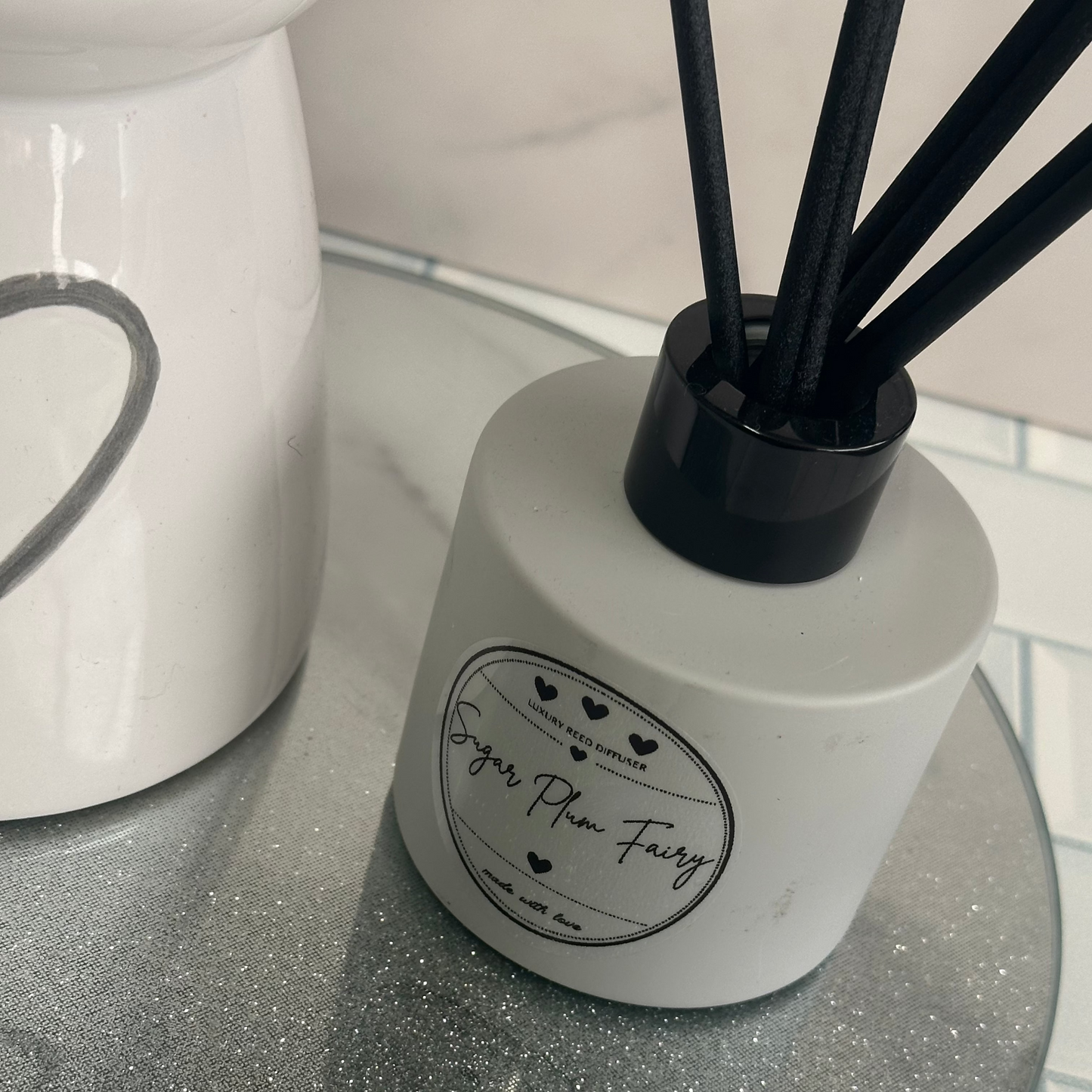 Luxe Reed Diffuser - Grey & Black -  Sugar Plum Fairy