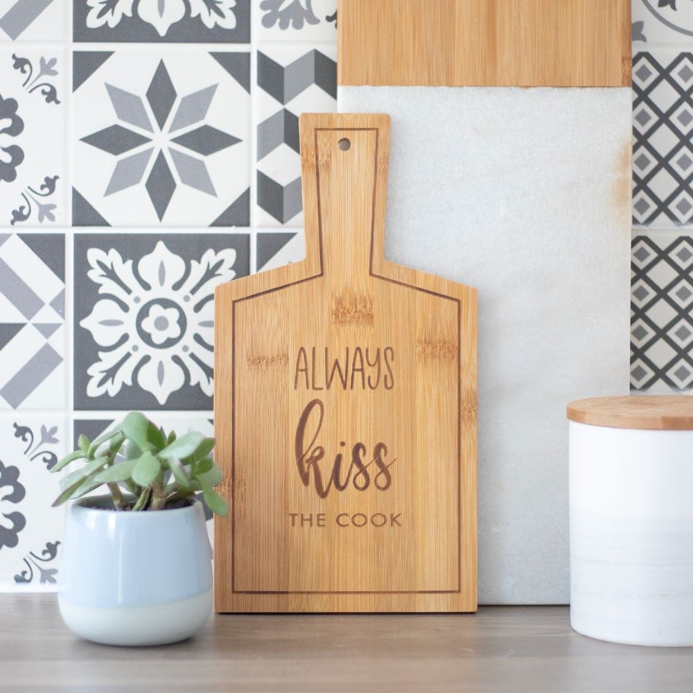Bamboo Serving / Chopping Board - Kiss The Cook