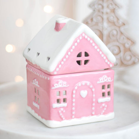 CHRISTMAS/HALLOWEEN - Pink Gingerbread House Oil Burner / Wax Melter