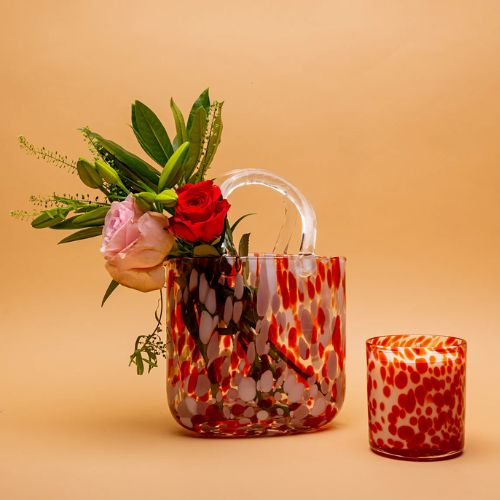Handbag Vase - Vine Red & Blush Pink