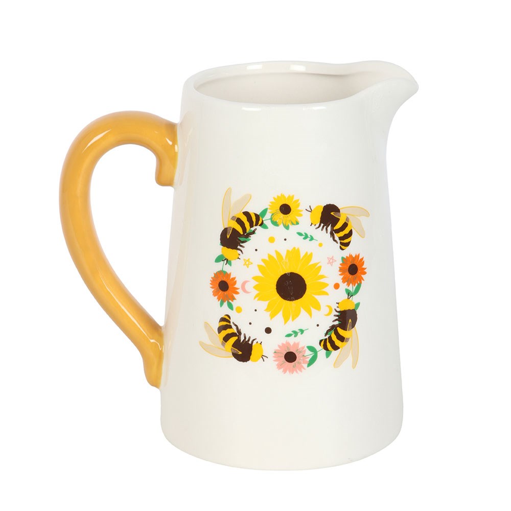 Summer Bee and Sunflower Ceramic Flower Jar Vase