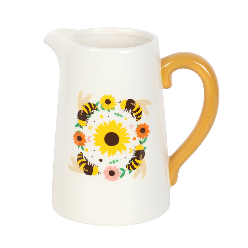 Summer Bee and Sunflower Ceramic Flower Jar Vase