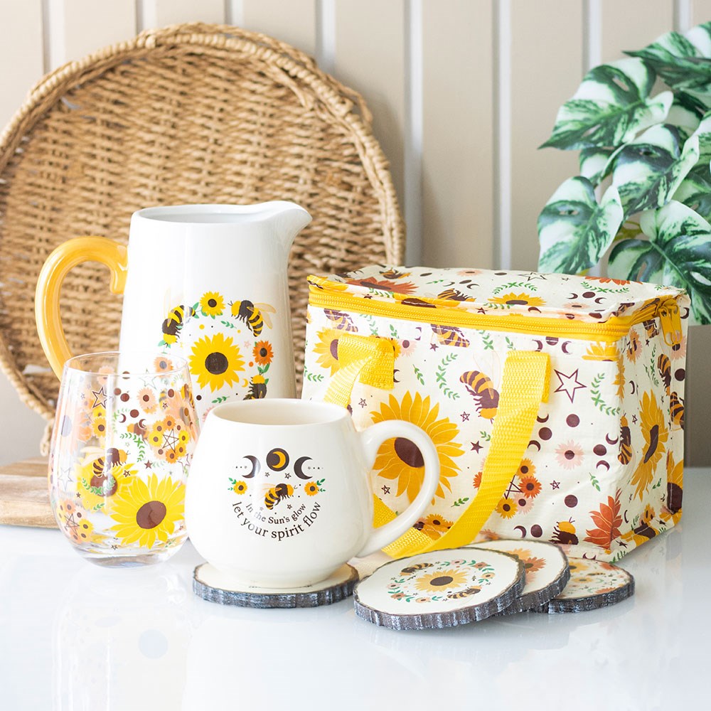 Summer Bee and Sunflower Ceramic Flower Jar Vase