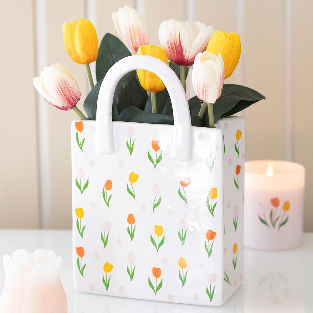 Tulip Print Handbag Shaped Vase