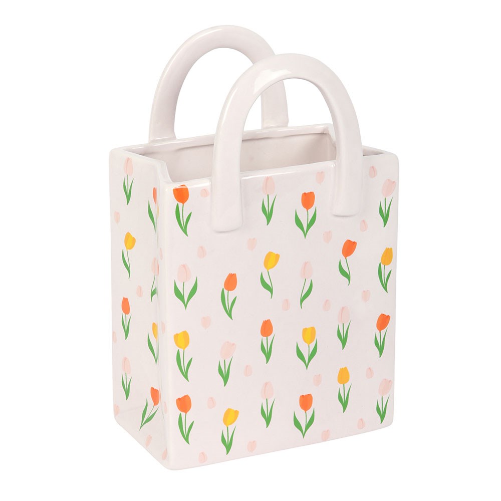 Tulip Print Handbag Shaped Vase